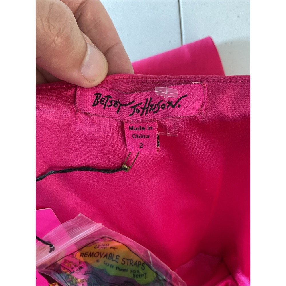 NEW Betsey Johnson Pink Strapless Party Prom HOCO Dress Size 2 Satin Bow flirty - Picture 5 of 9